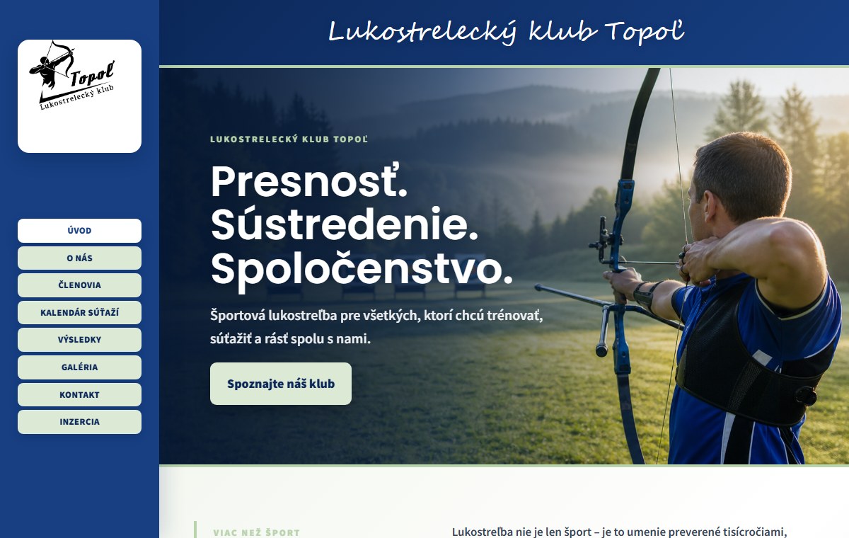 Náhľad projektu Lukostrelecký klub Topoľ